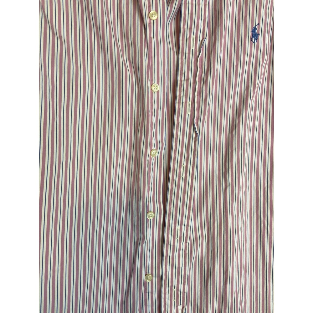 Ralph Lauren Mens 16x34 Custom Button Down Shirt L/S Pink/white/Blue Stripe - Picture 4 of 9